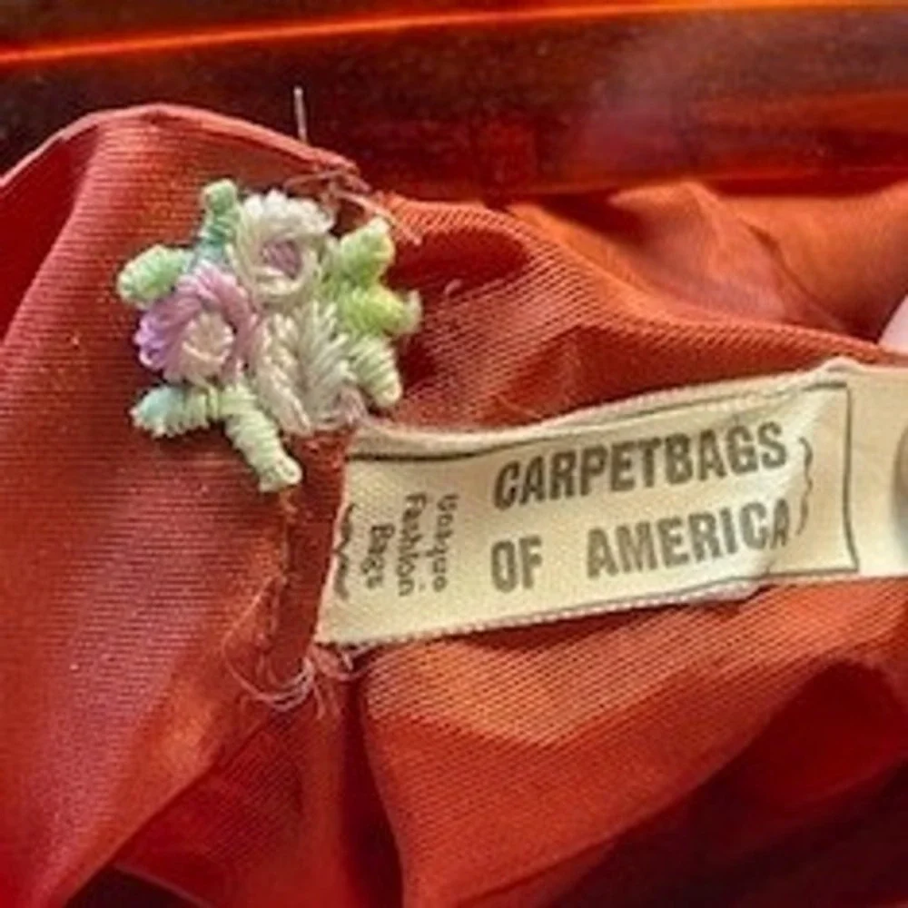 Carpetbags‎ of America Vintage Floral Batik Velvet Frame Bag Tortoiseshell Brown